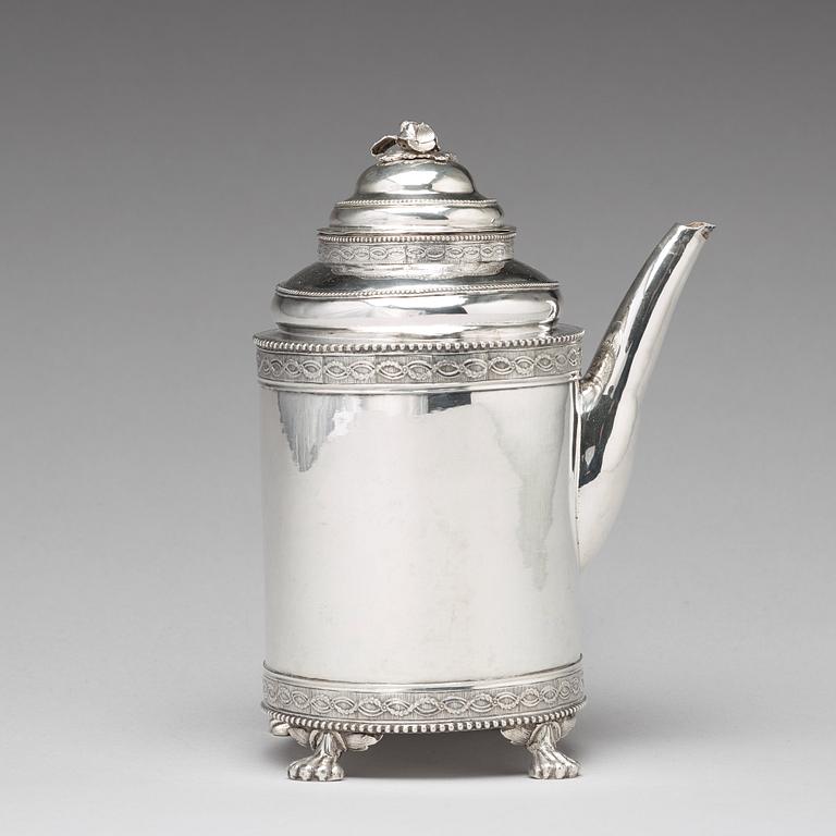 A Swedish 18th century silver coffee-pot, mark of Peter Johan Zetterling, Linköping 1792.