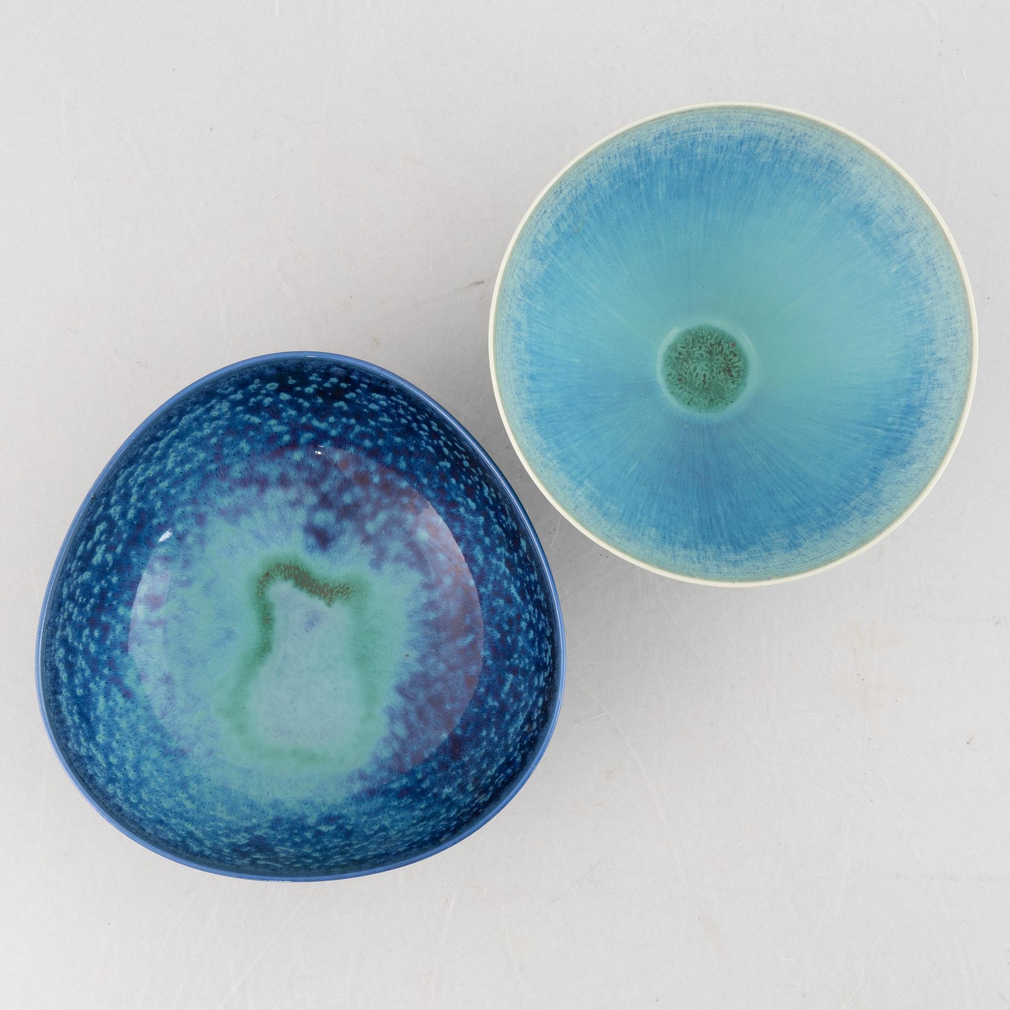 Berndt Friberg, a set of two stoneware vases and three bowls, Gustavsberg Studio 1965-74.