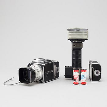 a Hasselblad 500c camera with accessories, made in 1972.