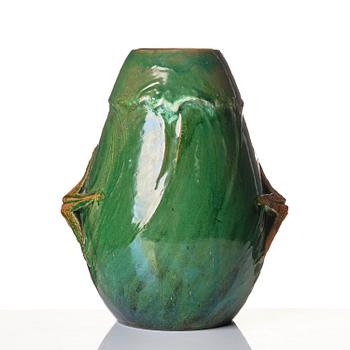 Hilma Persson-Hjelm, a glazed earthenware art nouveau vase, executed in her own studio, Arvika 1910. No 1280.