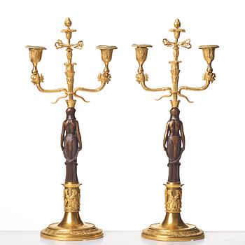 A pair of two-light candelabra, Vienna circa 1800.