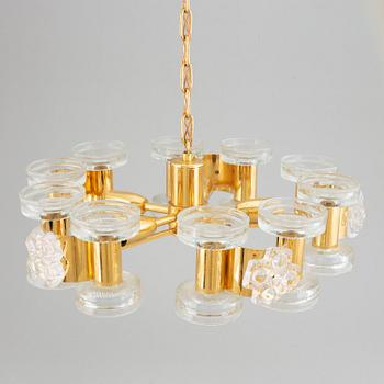 A brass and glass ceiling glass,  second half of 20th Century.