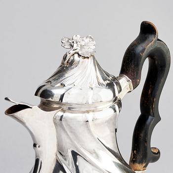 A Swedish Rococo mid 18th century silver coffee-pot, mark of Per Schotte, Skänninge 1763.