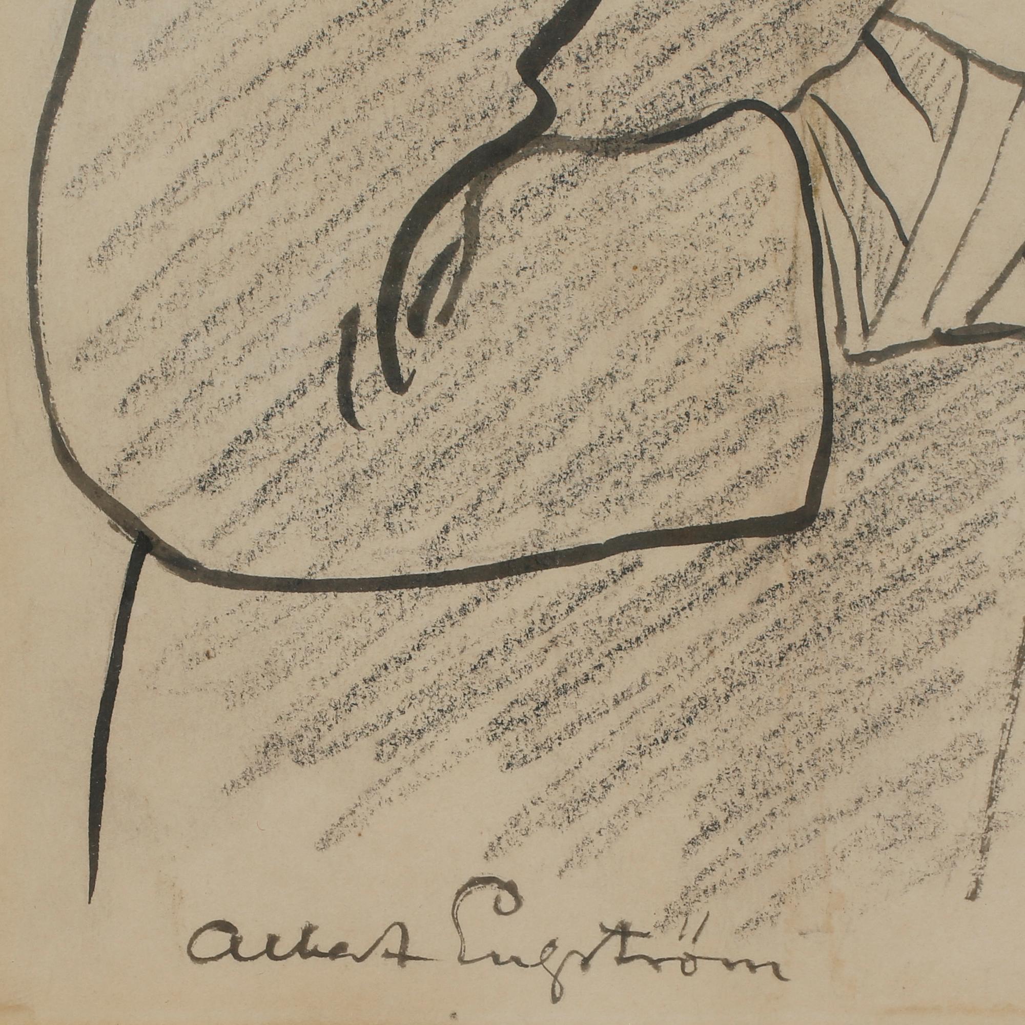ALBERT ENGSTRÖM, tuschteckning, signerad.