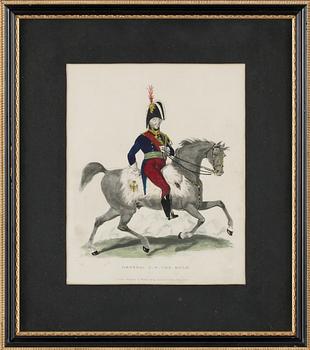 GRAFISKA BLAD, 2 st, handkolorerade, 1800-tal.