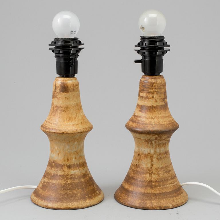 BRUNO KARLSSON, a pair of stoneware table lights from EGO stengods ateljé, 1960-tal.
