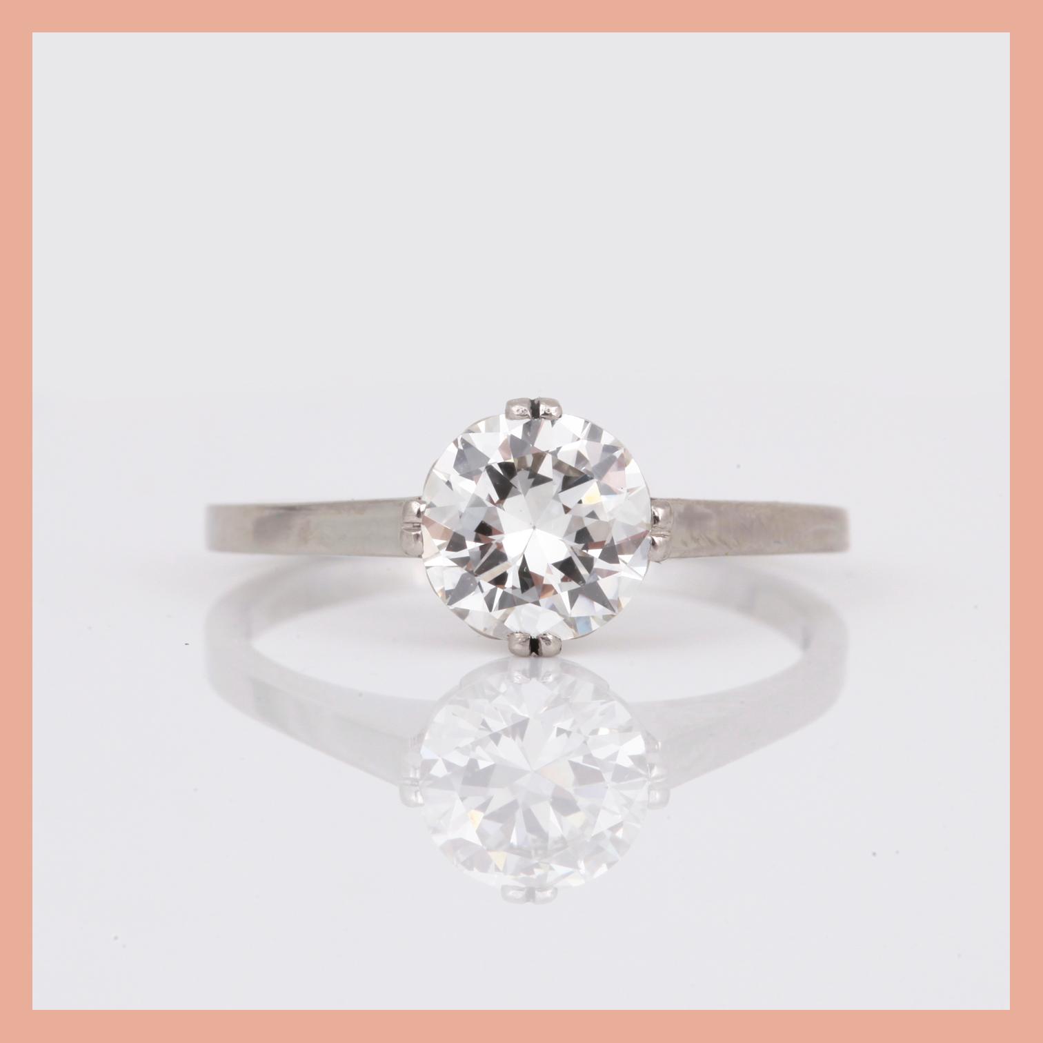 RING, platina med briljantslipad diamant, ca 1,25 ct, G Dahlgren & Co, Malmö, 1961. Total vikt ca 3,26 g.