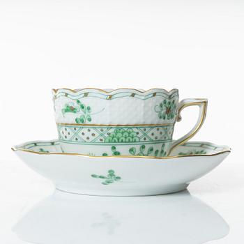 A 42-piece 'Chinese Bouquet' porcelain service and six 'Waldstein rose' coffee cups with saucers, Herend, Hungary.