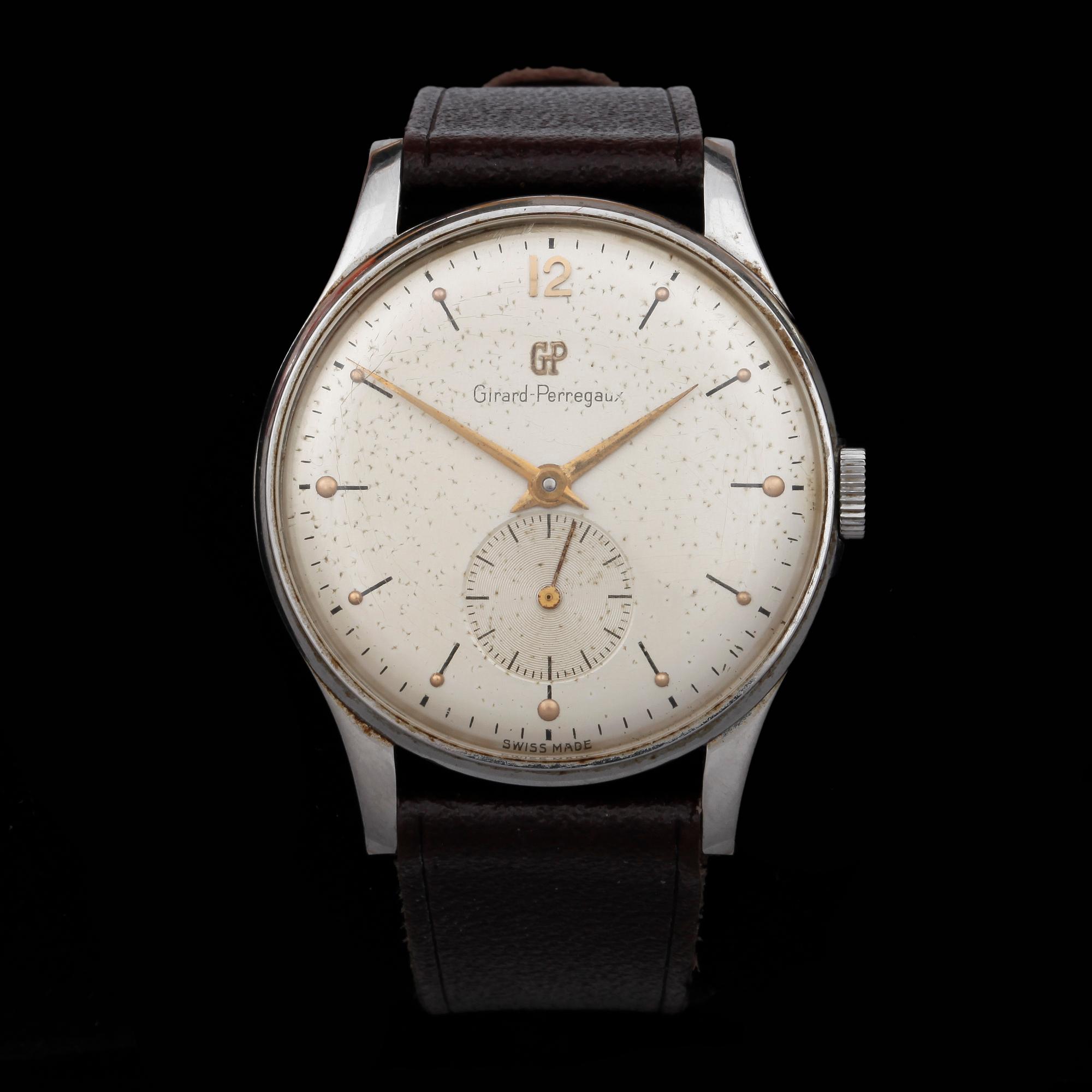 ARMBANDSUR, herr, Grand Perregaux, stål, omkring 1950/60-talet.