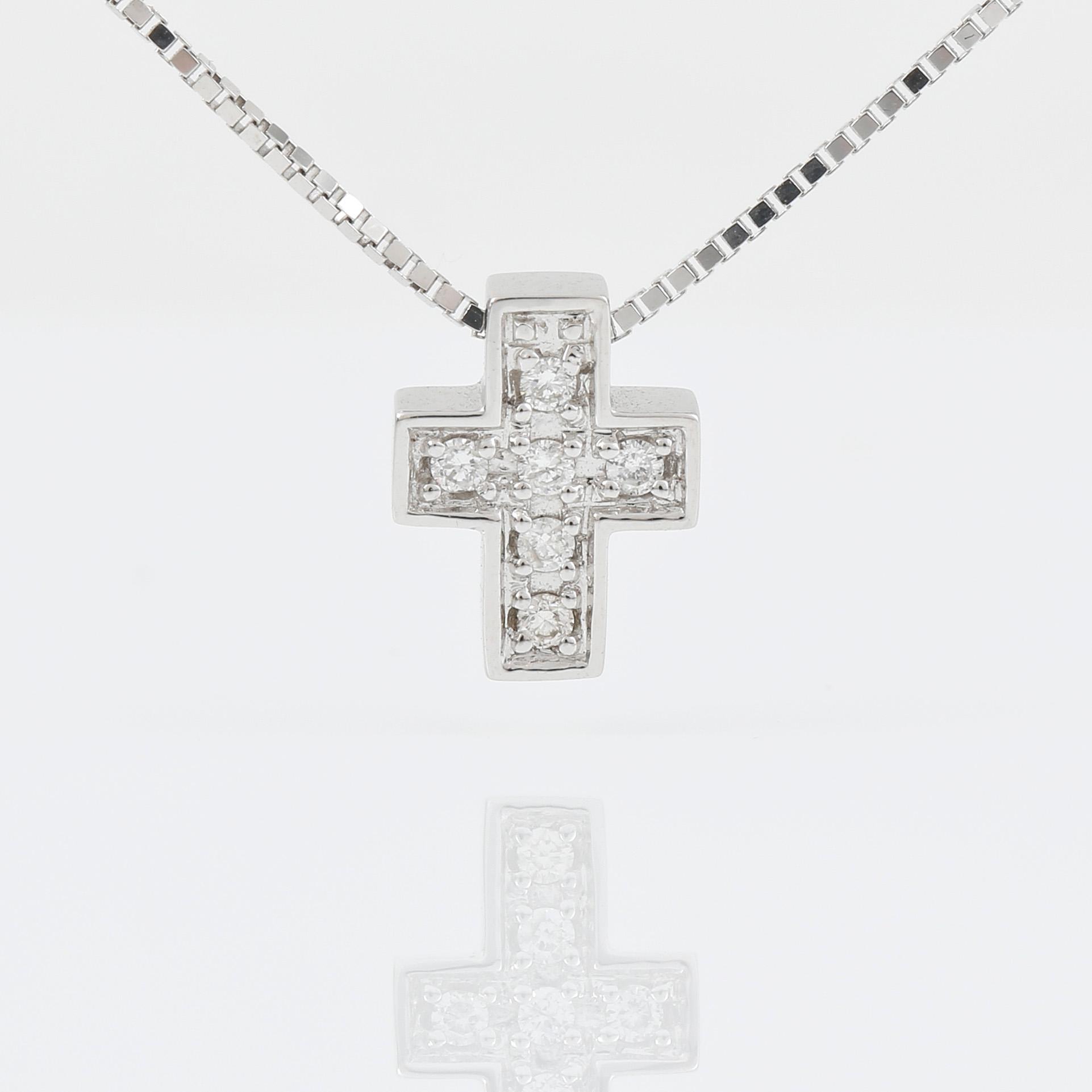 HÄNGE med kedja, Bliss, Italien, 18K vitguld med diamantsatt kors ca 0.06ct.