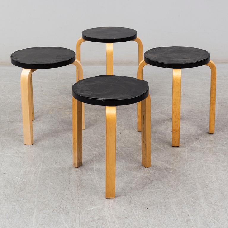 ALVAR AALTO, 4 '60' & 'E60' stools from the late 20th century.