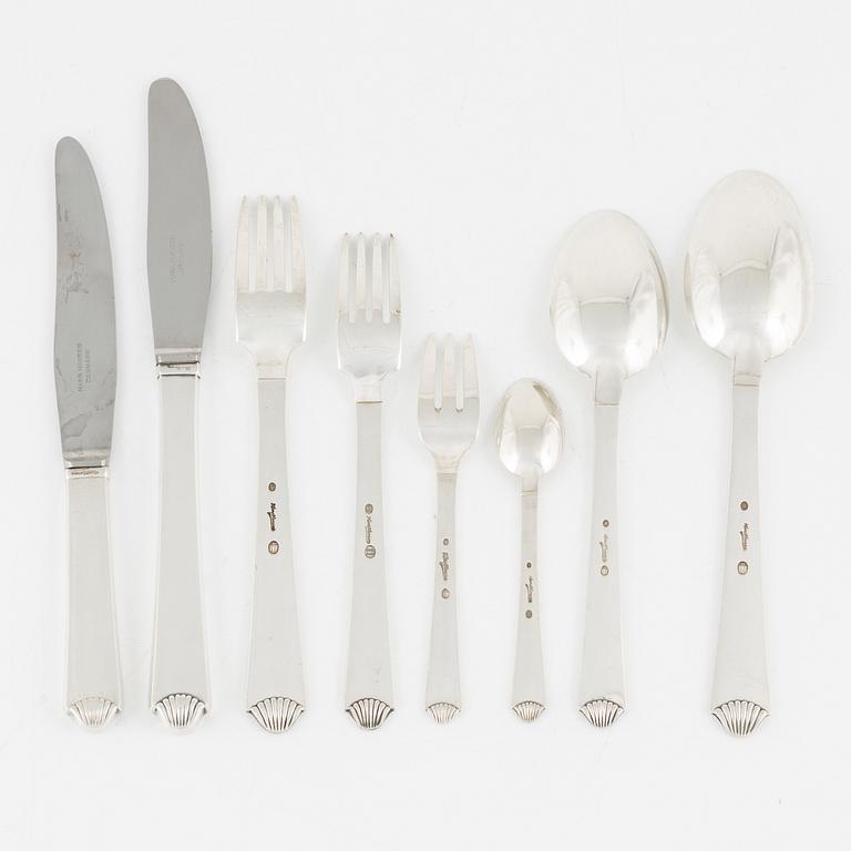 A Danish 20th century 72 pieces silver table cutlery, Hans Hansen.