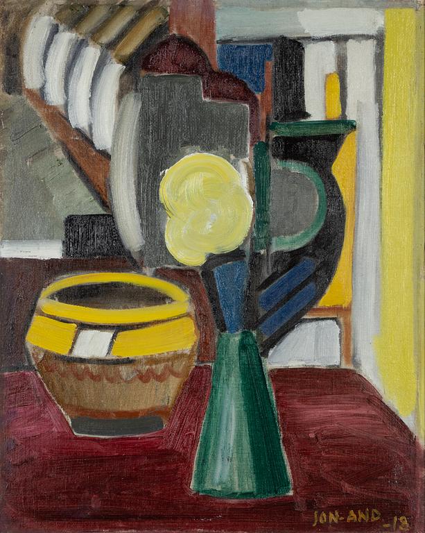 John Jon-And, oil on canvas/paper-panel, signed and dated -18.