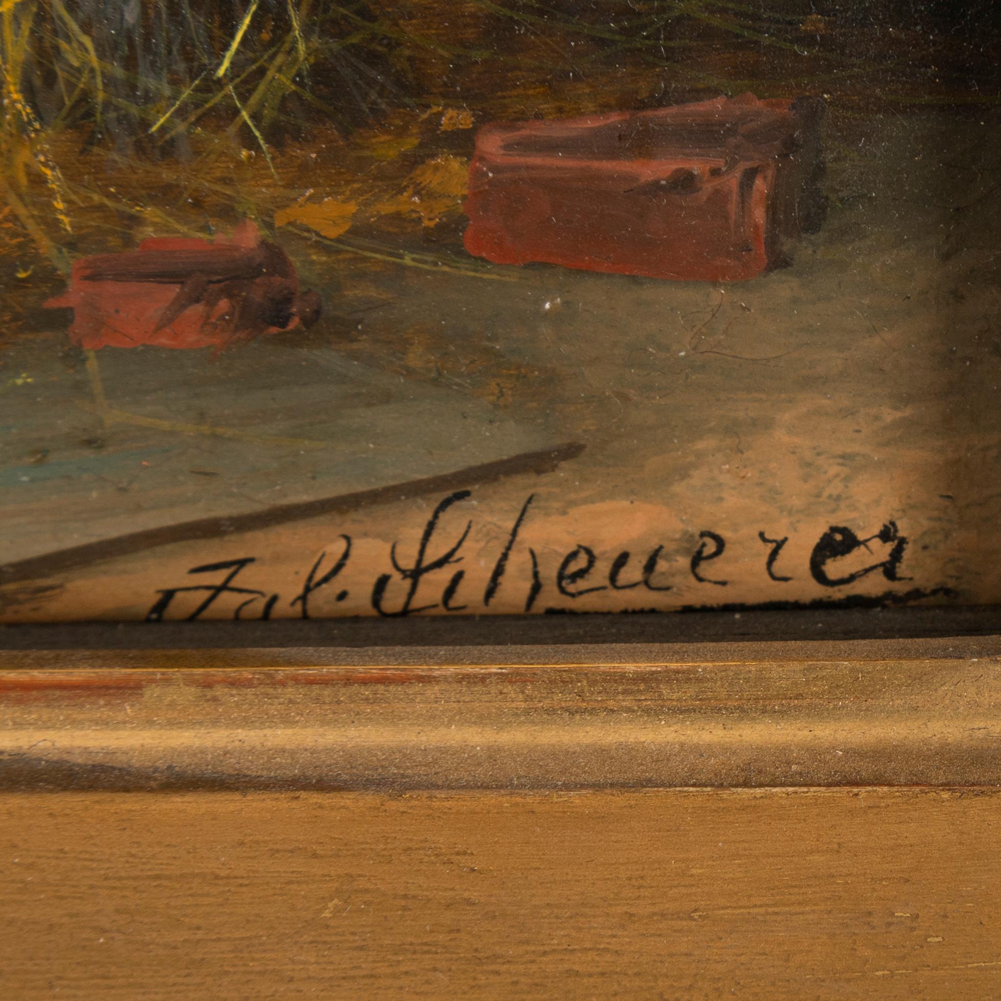 Julius Scheuerer, olja på pannå, signerad.