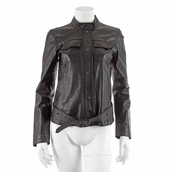 651. PRADA, a black leather jacket. Italian size 42.