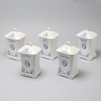 SPECERIBURKAR/KRYDDUPPSATS, 13 st, "Blåklocka", Rörstrand, i produktion 1923-1930-tal.