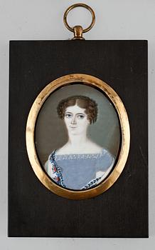 MINIATYR, empire, signerad Léanté Pinxit ? och daterad 1820.