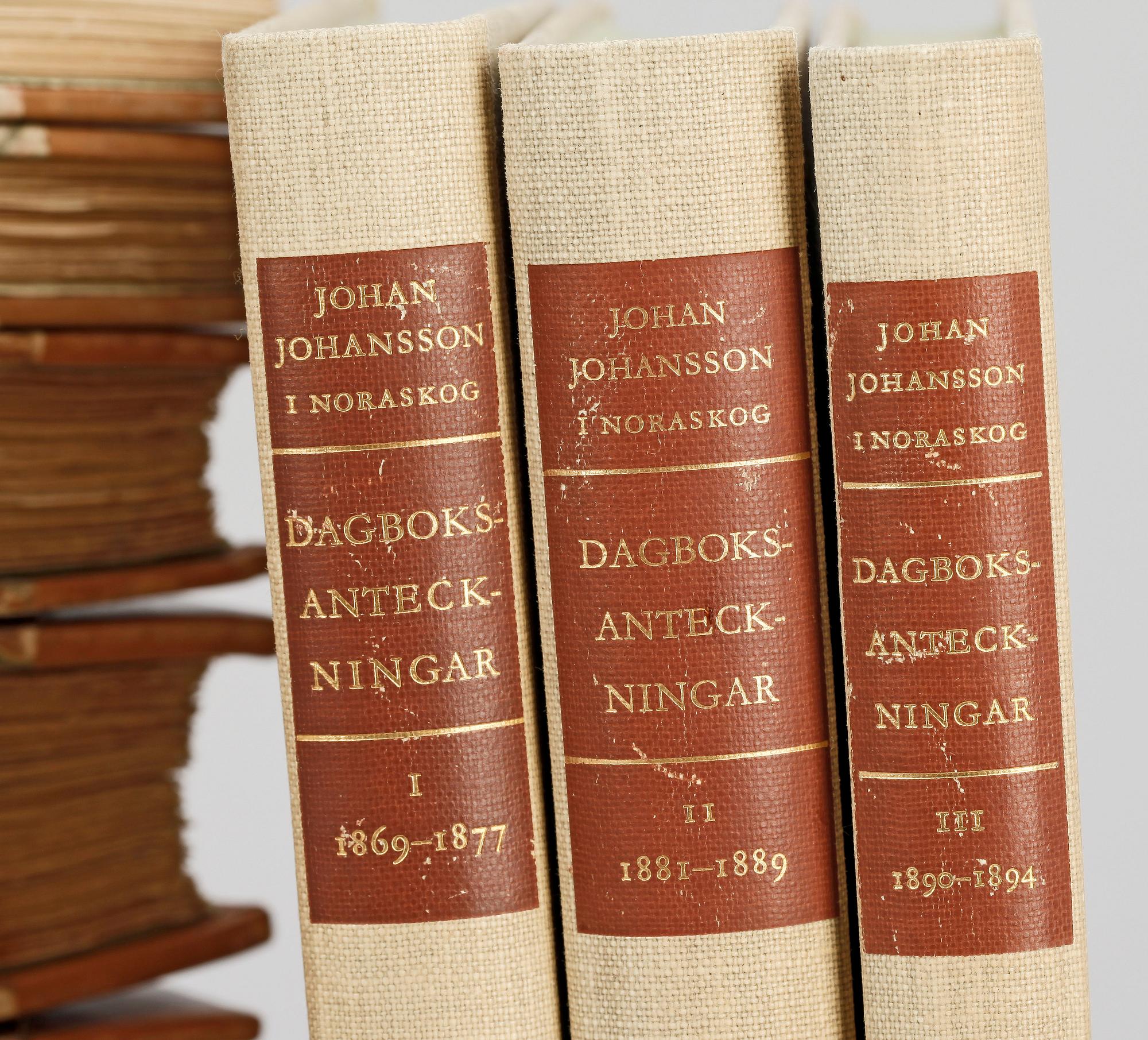 BOKVERK, 6 vol i 7, "Noraskogs arkiv, bergshistoriska samlingar och anteckningar" Johan Johansson, 1889-1928.