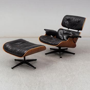 CHARLES & RAY EAMES, "Lounge chair" and stool from Herman Miller, USA.