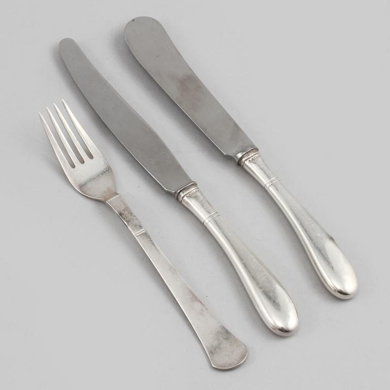 BESTICKSERVIS, 30 delar, silver, mestadels GAB, Stockholm, omkring 1900-talets mitt, total vikt ca 800 g.
