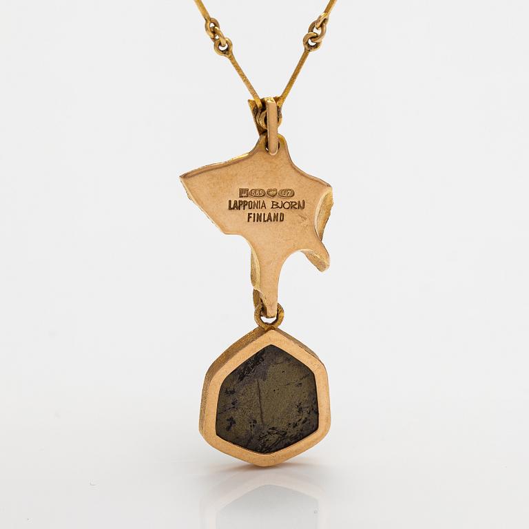 Björn Weckström, "Joiku", a 14K gold and copper ore necklace. Lapponia 1973.