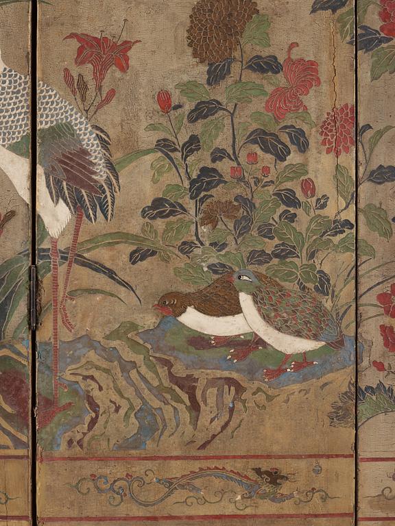 A four panel lacquer screen, Qing dynasty.