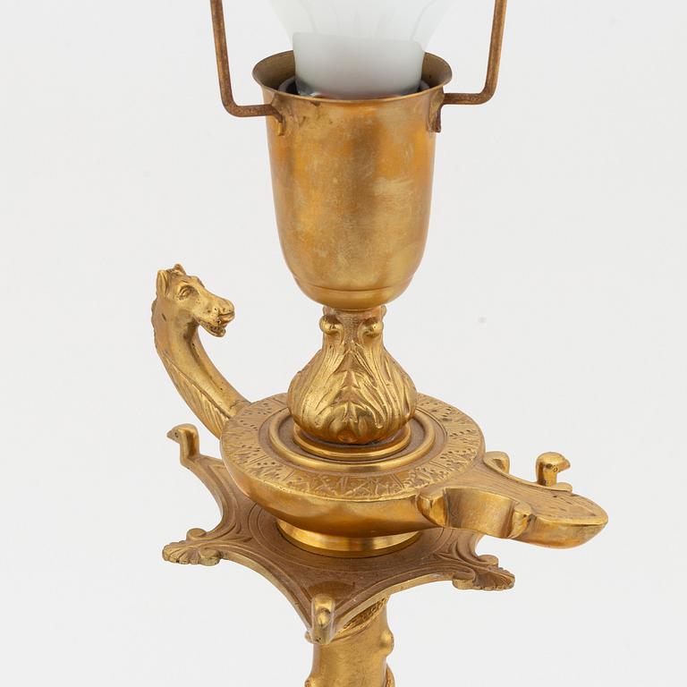 A pair of brass table lamps, second half of 20th century.