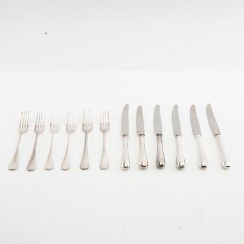 Bestick, 12 st, silver, modell "Svensk rund", GAB, Eskilstuna, 1990-tal.