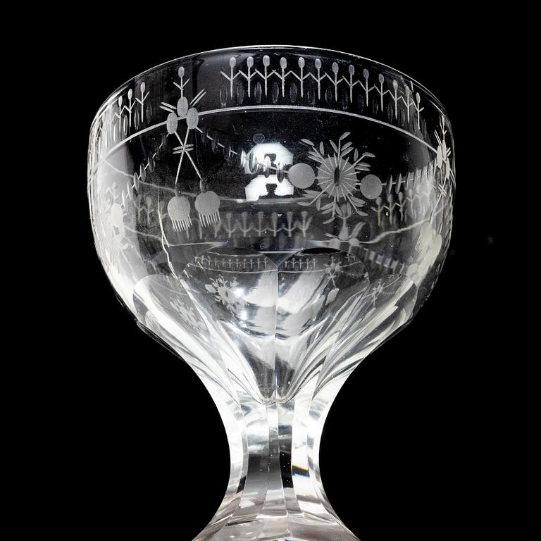 Elis Bergh, A 17 piece glass service, "Flach", by Kosta, first half of 20th century.