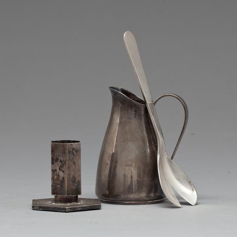 PARTI STERLINGSILVER/NYSILVER, 3 st. Bland annat  Wiwen Nilsson, 1961. Vikt 220 g.