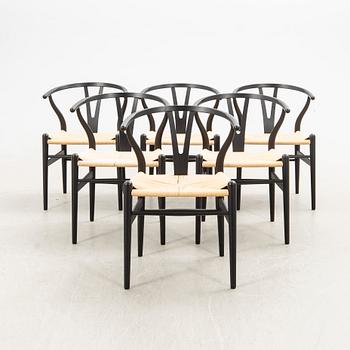 Hans J. Wegner, chairs, 6 pcs, CH-24 "The Y Chair" Carl Hansen & Son Denmark 21st century.