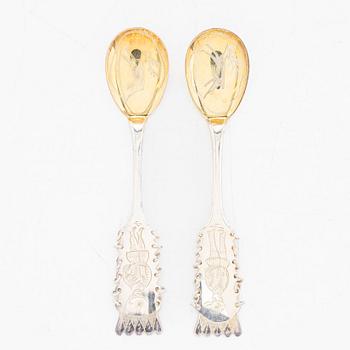 Skedar, 12 st, silver, samiska, Persson Ab, C.O., Haparanda, 1980-tal.