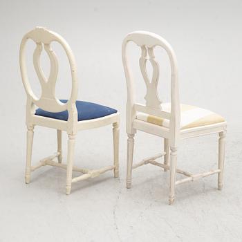 Nine Gustavian style chairs, 21st century, and three similar Gustavian style chairs, second half of the 20th century.