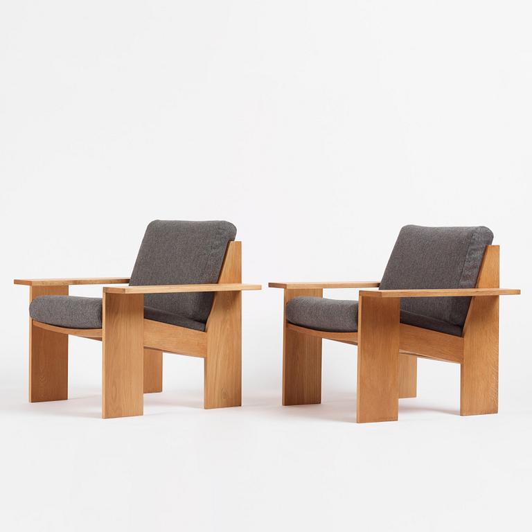 Uno & Östen Kristiansson, a pair of armchairs, an ottoman and a table model "Breda", Luxus, Vittsjö 1960s.