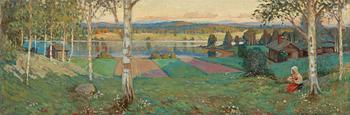 892A. Gustaf Ankarcrona, Summer landscape from Dalarna.