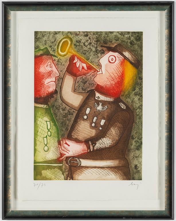 ENRICO BAJ, 3 st, etsning, serigrafi samt litografi, signerad och numrerade.