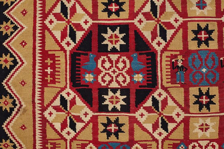 TÄCKE, rölakan, ca 190,5-193 x 115-116 cm, Skåne 1800-talets förra hälft, broderad signatur KPD 1822.