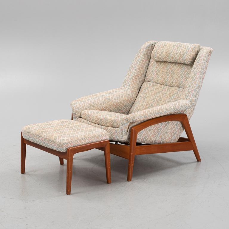 Folke Ohlsson, a 'Profil' lounge chair and foot stool from Dux, 1960's.