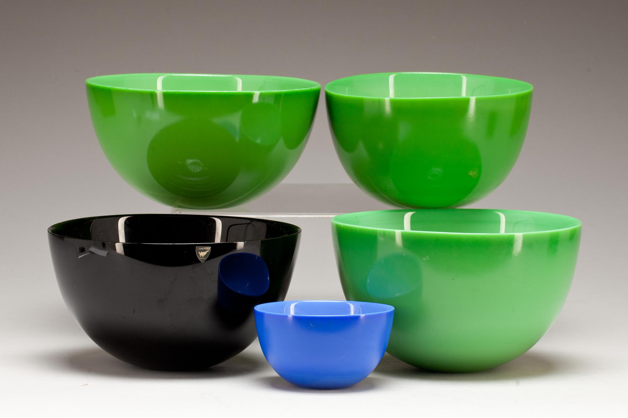 SKÅLAR, glas, 5 st, "Colora", Orrefors.