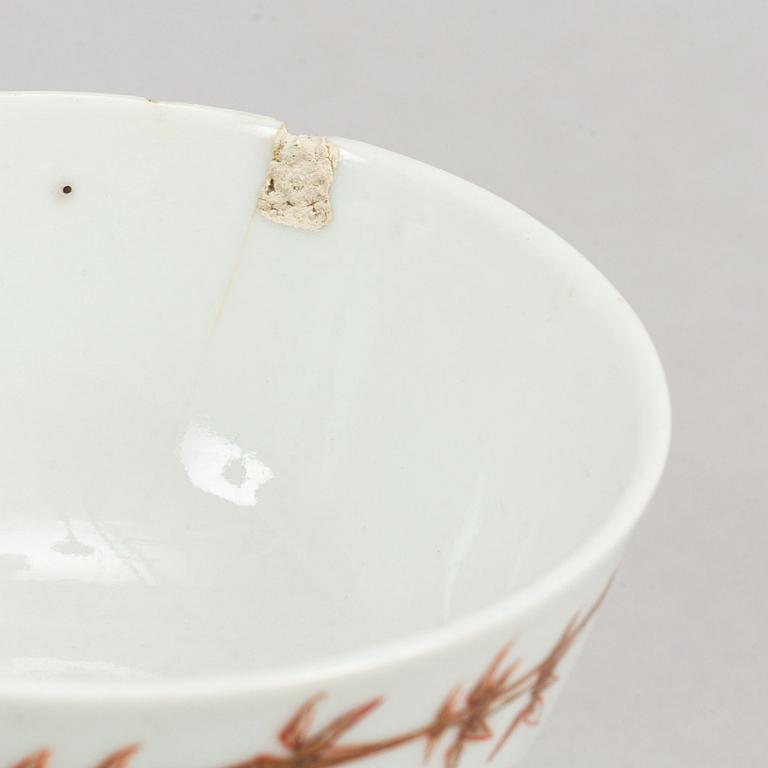 Nine orange and white export porcelain service, Qing dynasty, 18th-19th century.