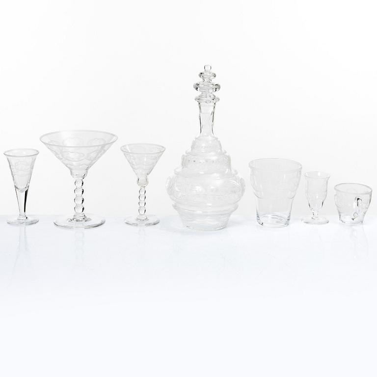 Simon Gate, a 40-piece 'Molnet' glass service, Orrefors.