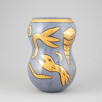 Ulrica Hydman-Vallien, vas, pokal, samt 6 glas, Kosta Boda, signerade.