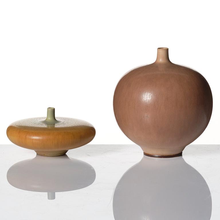 Berndt Friberg, a set of five stoneware vases, Gustavsberg studio, Sweden 1956-65.