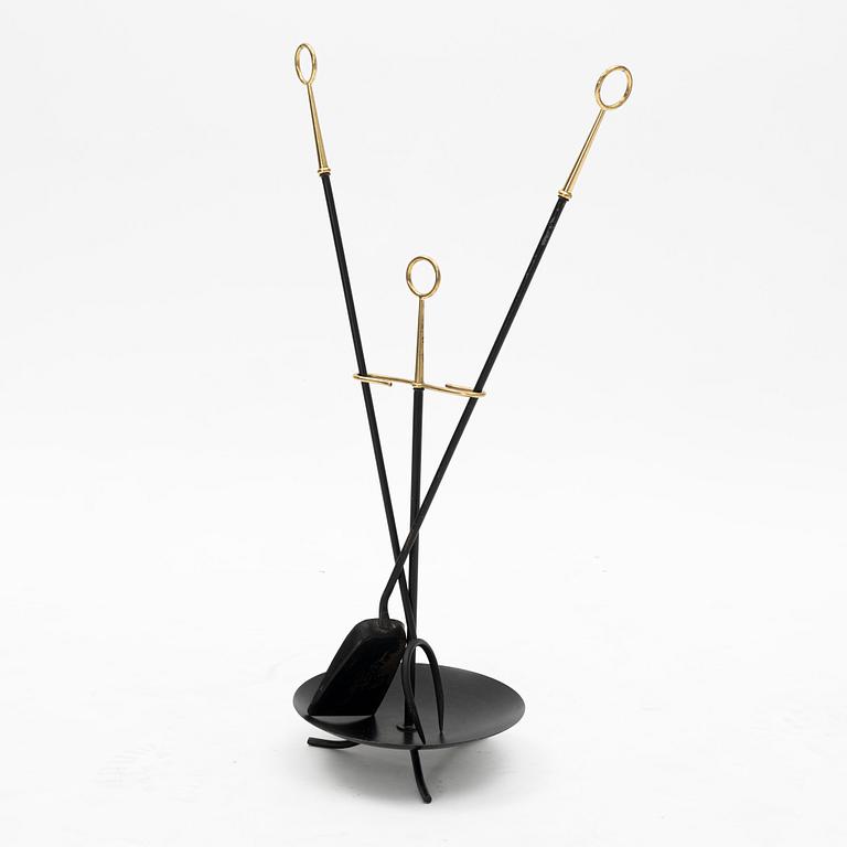 Gunnar Ander, a three-piece set of fire utensils, Ystad Metall, second half of the 20th Century.