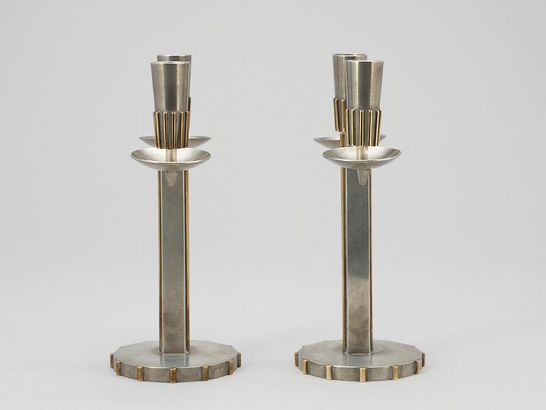 A pair of Robert Hult two armed candelabra, Svenskt Tenn, 1929.
