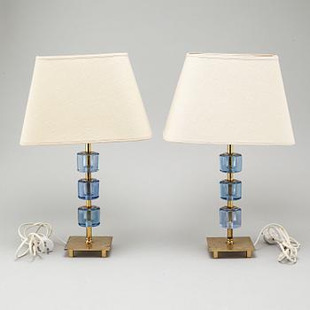 Two similar table lamps, made by Malmö Metallvarufabrik, 20th century.