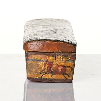 A Qajar papier-mâché polychrome lacquer box, Persia, first half of the 19th century.