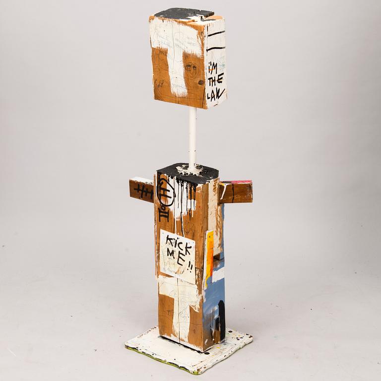 JANI HÄNNINEN, sculpture, wood, mixed media, signed.