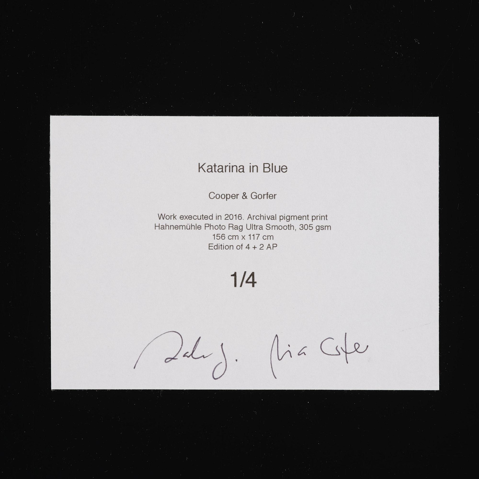 Cooper & Gorfer, "Katarina in blue", 2016.