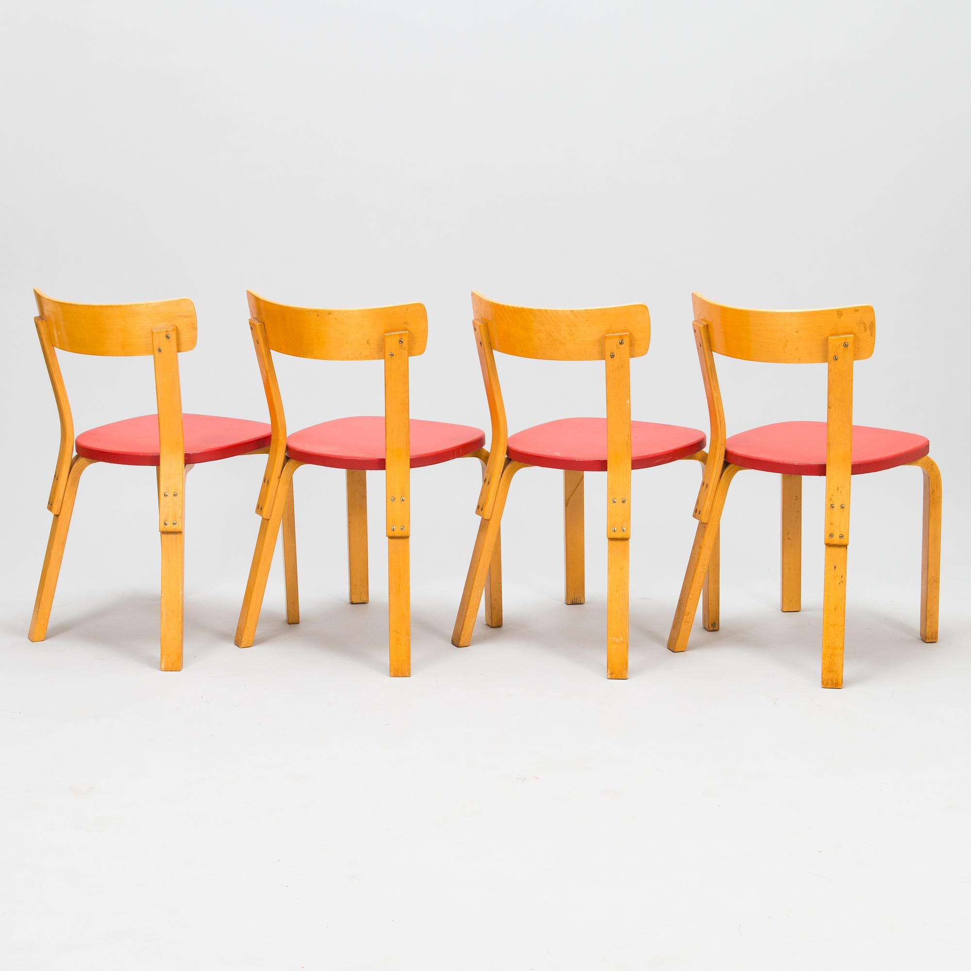 ALVAR AALTO, STOLAR, 4 st, modell 69, Artek 1960-tal.